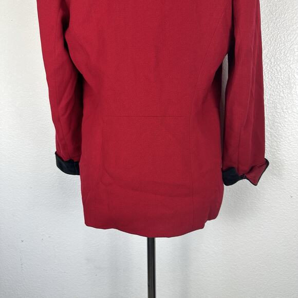 Vintage Talbots Blazer Jacket Women 10 Petite Red Wool Velvet Accents Holiday - Picture 8 of 10